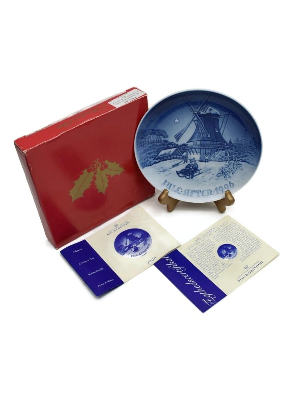 Bing And Grondahl Juleplatte 1996 Winter At The Old Mill Christmas Plate Box COA